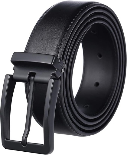 Men black leather belt